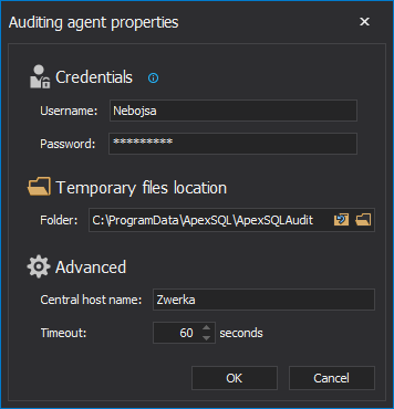 Define auditing agent properties