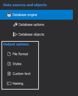 Under the Output options are features related to customizing documentation.