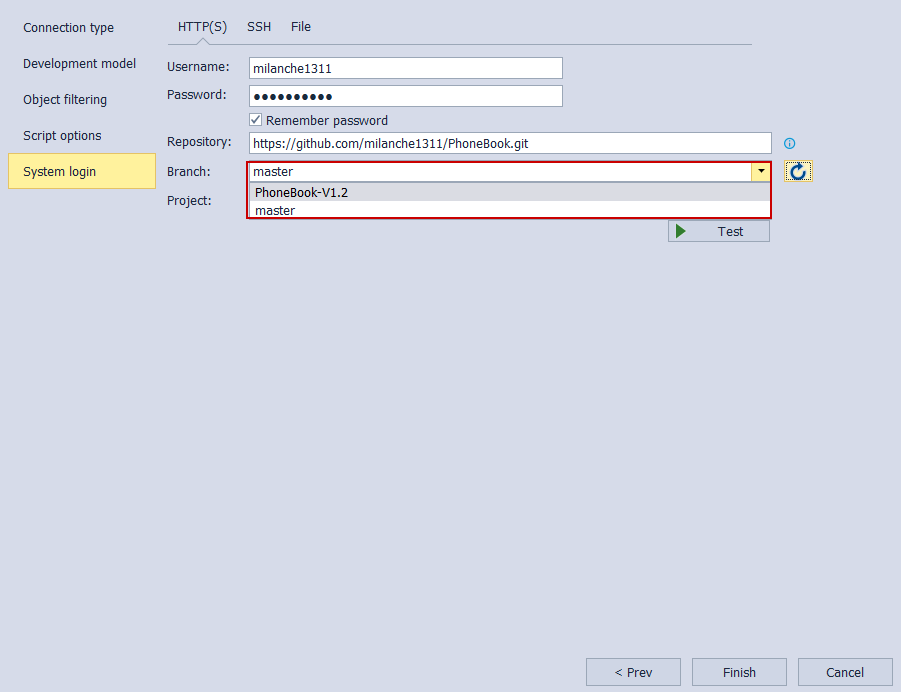 Source control connection setup