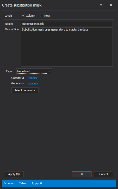 The Create substitution mask window